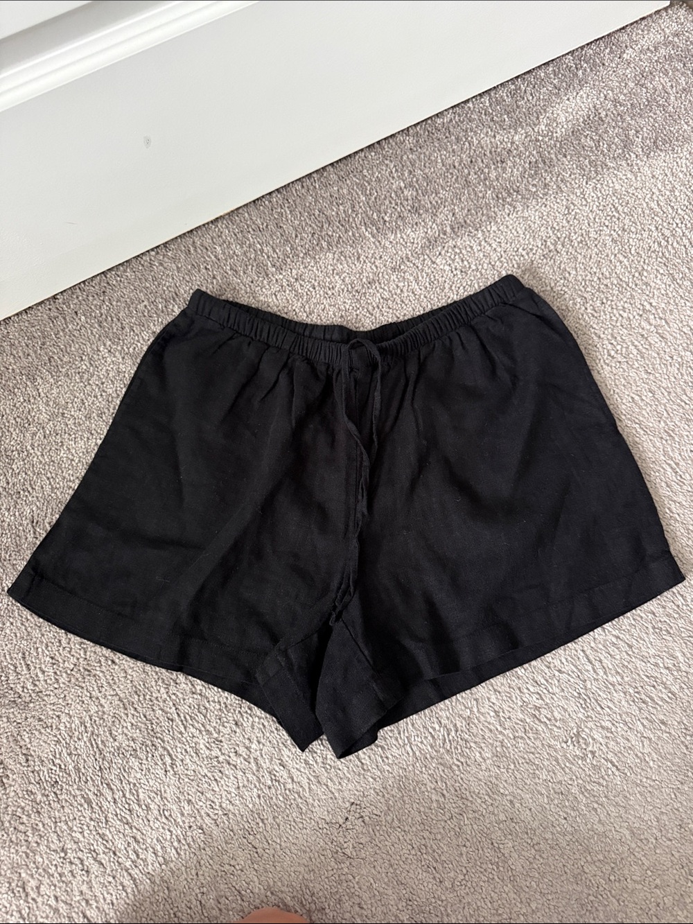 a new day Black Women's linen Drawstring Casual Shorts